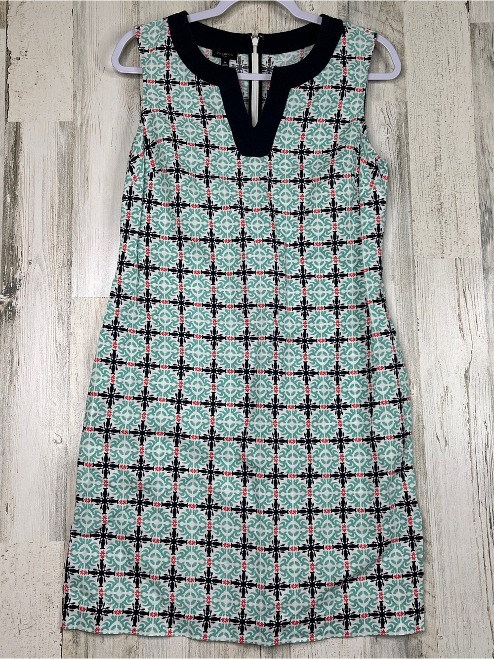 Talbots Linen Shift Dress Womens Size 8 Pastel Mint Coastal Garden Party Brunchy